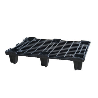 Kunststoffpalette 800x600x130mm, 6 Füße, offenes Deck ohne Rand