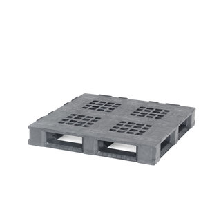 Palette 1140x1140x165 mm - PE-Mischung, 6 Kufen, offenes Deck mit Rand, 2500 kg