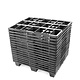 Kunststoffpalette, 9 Füße, offenes Deck ohne Rand, nestbar, 800x600x120mm