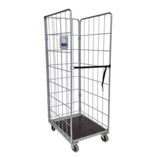 Rollcontainer 3-seitig gebraucht, Betonplex-Boden, 1 Spannband, 820x655x1900mm