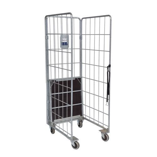 Rollcontainer 3-seitig gebraucht, Betonplex-Boden, 1 Spannband, 820x655x1900mm