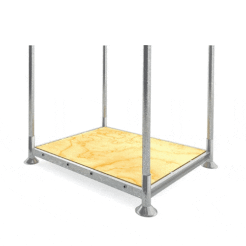 Rungenpalette, verzinkt, TÜV-zertifiziert, 1545x1180x310mm, ohne Rohre, mit Sperrholzplatte