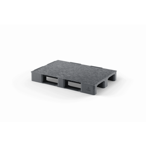 Kunststoffpalette 1200x800x150 mm - PP, 2 Kufen, 1500 kg, geschlossenes Deck mit Rand