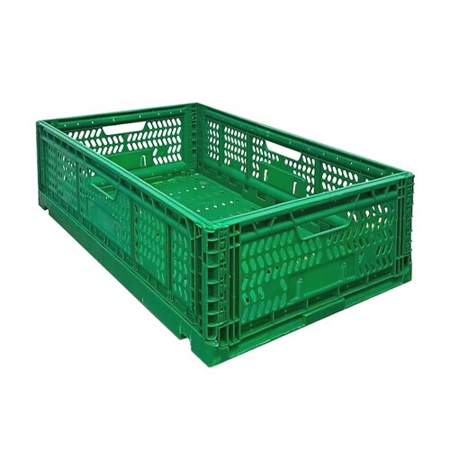 Gemüsekiste aus Kunststoff 600x397x180 mm - 36 L, faltbar, perforiert, gebraucht