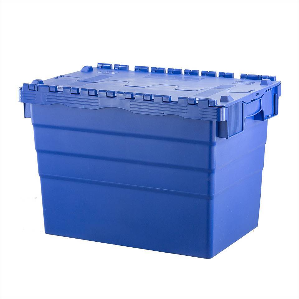 Caja apilable con tapa 600x400x416mm | Rotomshop - Rotomshop.es