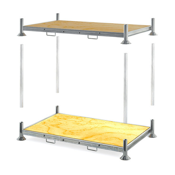 Rack apilable móvil con placa de contrachapado 1850x1035x310mm doble