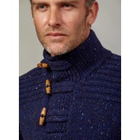 FISHERMAN TOGGLE BUTTON COLLAR SWEATER NAVY