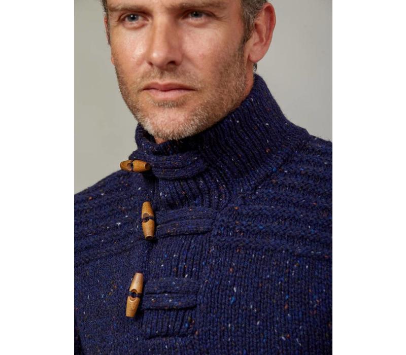 FISHERMAN TOGGLE BUTTON COLLAR SWEATER NAVY
