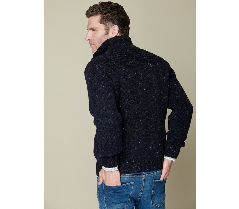 FISHERMAN TOGGLE BUTTON COLLAR SWEATER NAVY