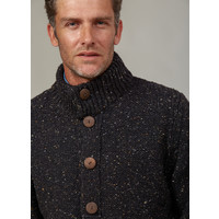 FISHERMAN OUT OF IRELAND HIGH NECK BUTTONED CARDIGAN GREYSTONE