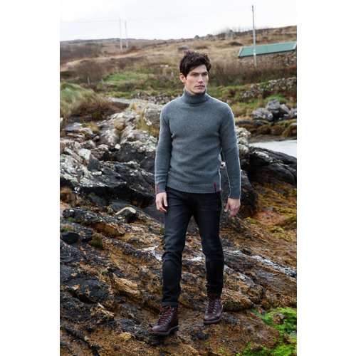  Fisherman out of Ireland FISHERMAN  POLO NECK SWEATER WITH STRIPE DETAILS 