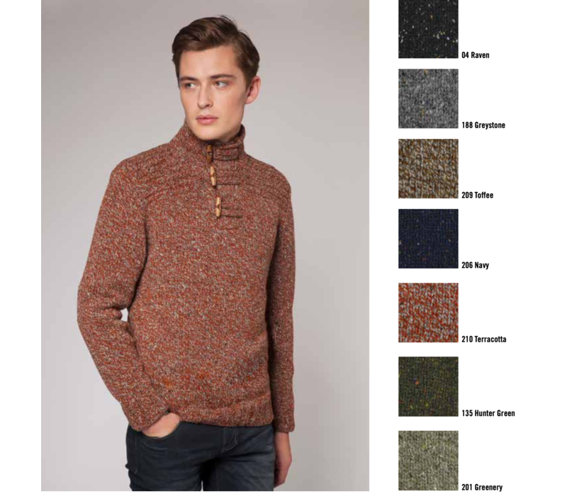 FISHERMAN TOGGLE BUTTON COLLAR SWEATER  TERRACOTTA