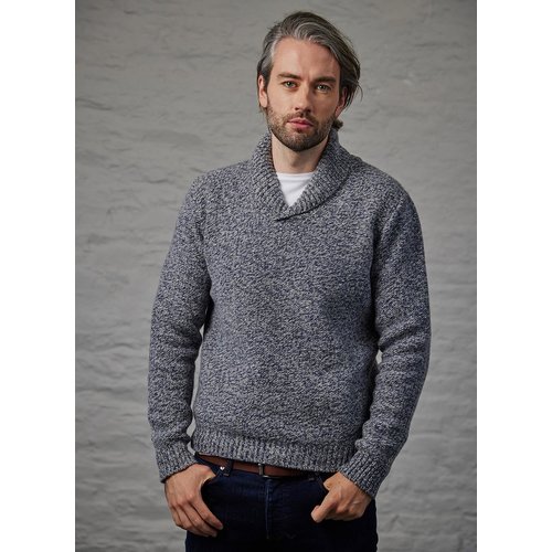  Fisherman out of Ireland FISHERMAN  SHAWL COLLAR SWEATER PEBBLE 