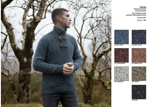 Fisherman out of Ireland FISHERMAN TOGGLE BUTTON COLLAR SWEATER PORRIDGE