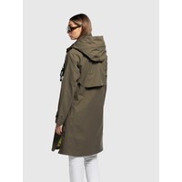 Creenstone Long Raincoat with Hood in Collar Frosted Fern