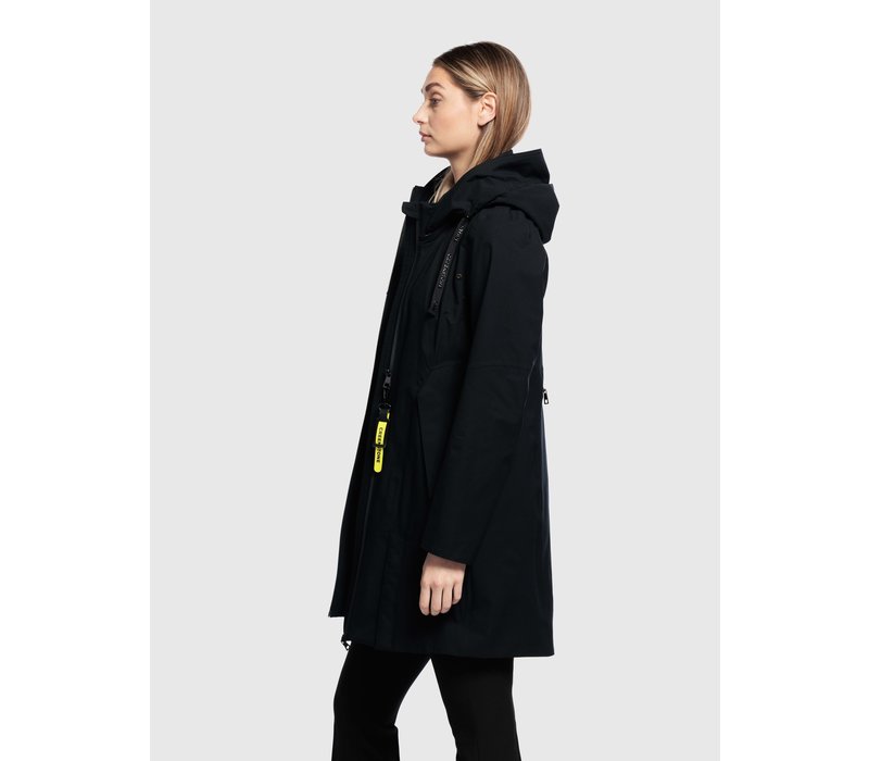 Creenstone Raincoat with Detachable Hood Black