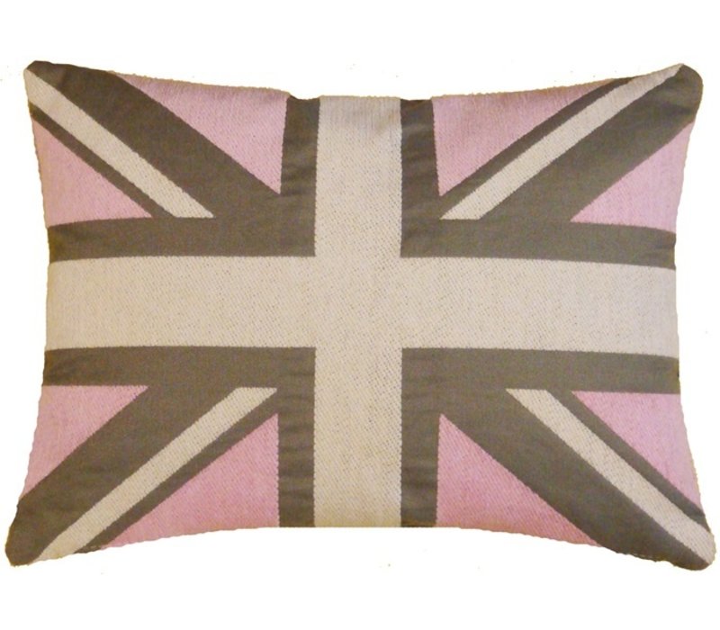 Union Jack Club cushion 33x43 grey/light pink