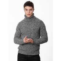 Fisherman out of Ireland Chunkey Marled Polo Neck Salt and Pepper