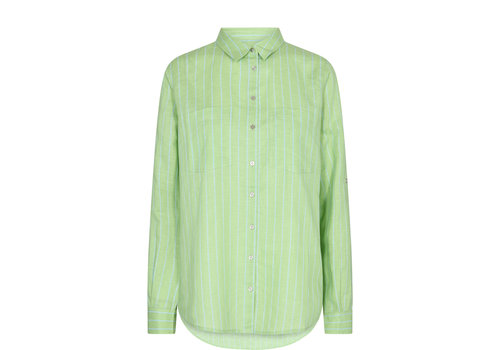 Mos Mosh Kaia Stripe Linen Shirt Arcadian Green