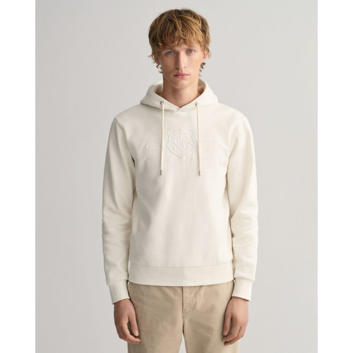  Gant Gant Reg Tonal Shield Hoodie Eggshell 