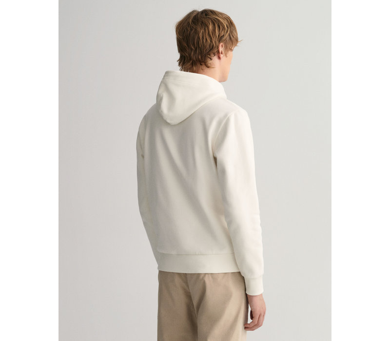 Gant Reg Tonal Shield Hoodie Eggshell