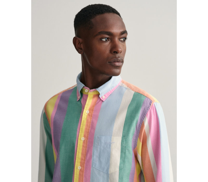 Gant Reg Multistripe Oxford Shirt Perky Pink