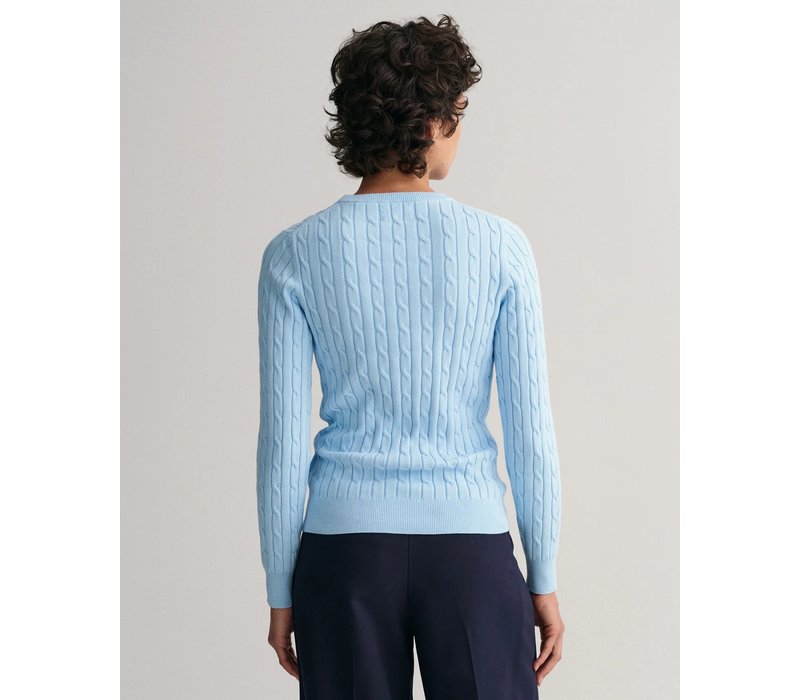 Gant Stretch Cotton Cable C-Neck Waterfall Blue