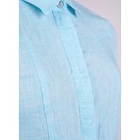 Pelle P W Linen Flare Long Shirt, Cerulean melange