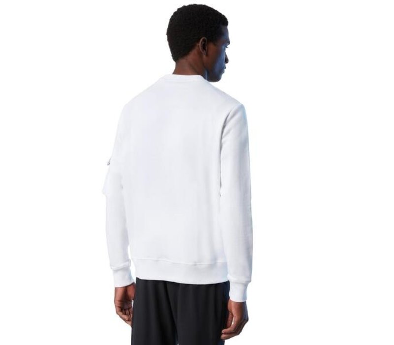 CREWNECK SWEATSHIRT W/POCKET WHITE