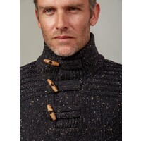 FISHERMAN TOGGLE BUTTON COLLAR SWEATER BARK