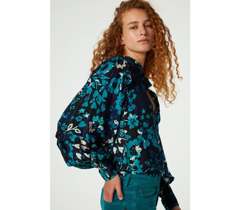 Philo Blouse Black / Keep it Teal