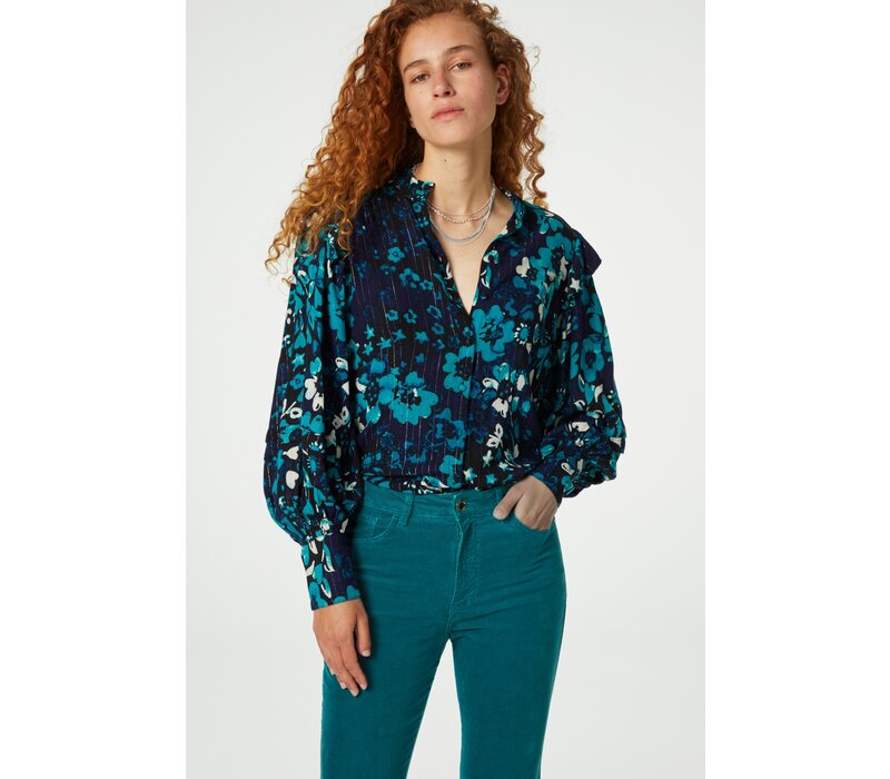 Philo Blouse Black / Keep it Teal