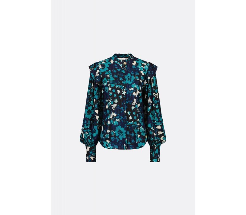 Philo Blouse Black / Keep it Teal