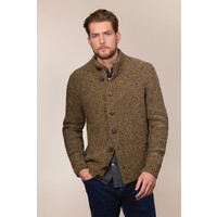 FISHERMAN OUT OF IRELAND HIGH NECK BUTTONED CARDIGAN GREYSTONE