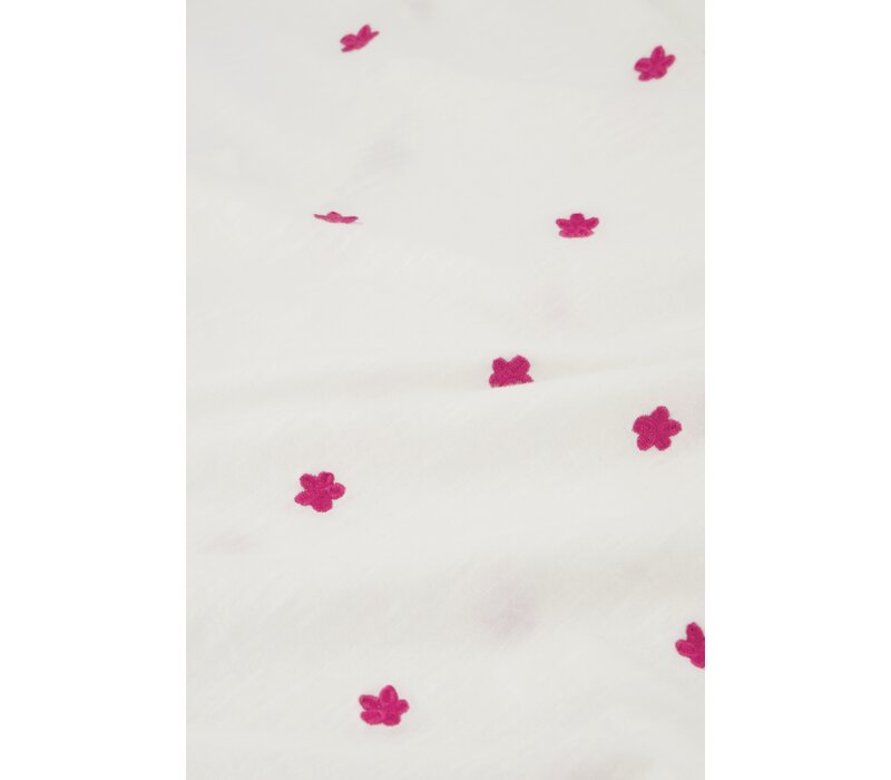 Phill V-neck Pink Flower T-shirt Cream White/Pink