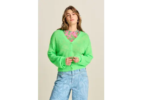 POM CARDIGAN - Neon Green Green