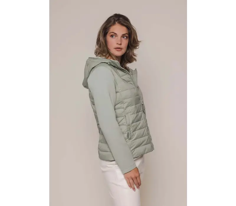 Padded mix material jacket Sea moss