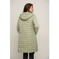 Long padded mix material coat Sea moss