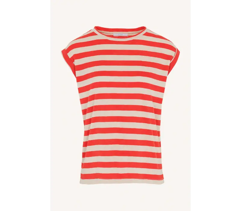 thelma big stripe top poppy-red