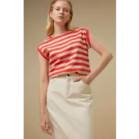 thelma big stripe top poppy-red