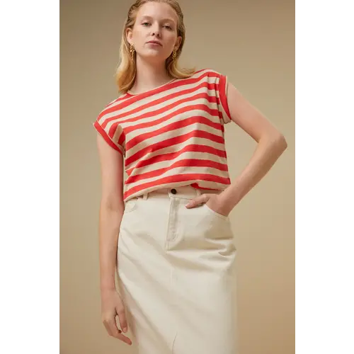  By-Bar thelma big stripe top poppy-red 