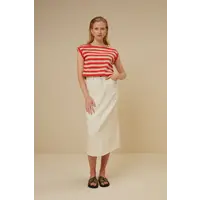 thelma big stripe top poppy-red