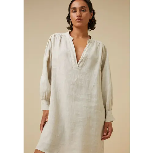  By-Bar resa linen dress chalk 