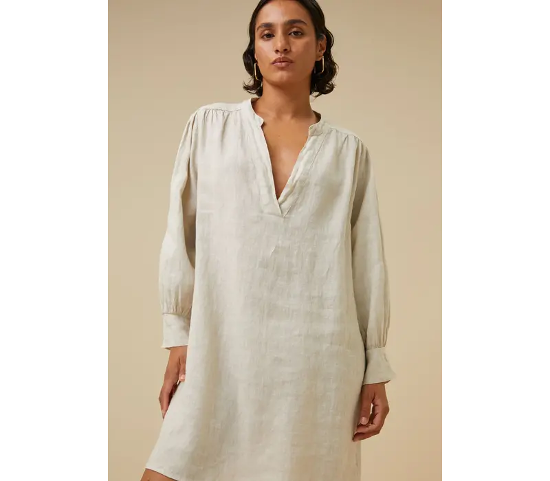 resa linen dress chalk