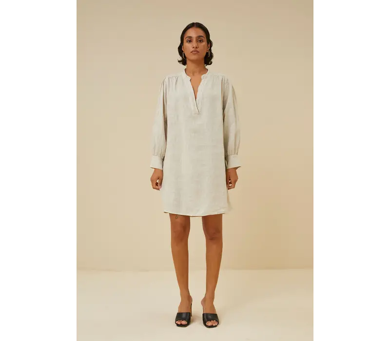 resa linen dress chalk