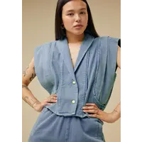 jane sleeveless denim jacket light denim