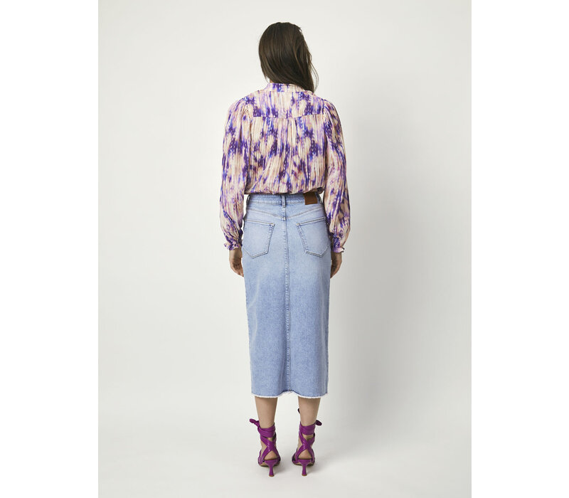 Pasque Denim Midi Skirt Bleached Denim