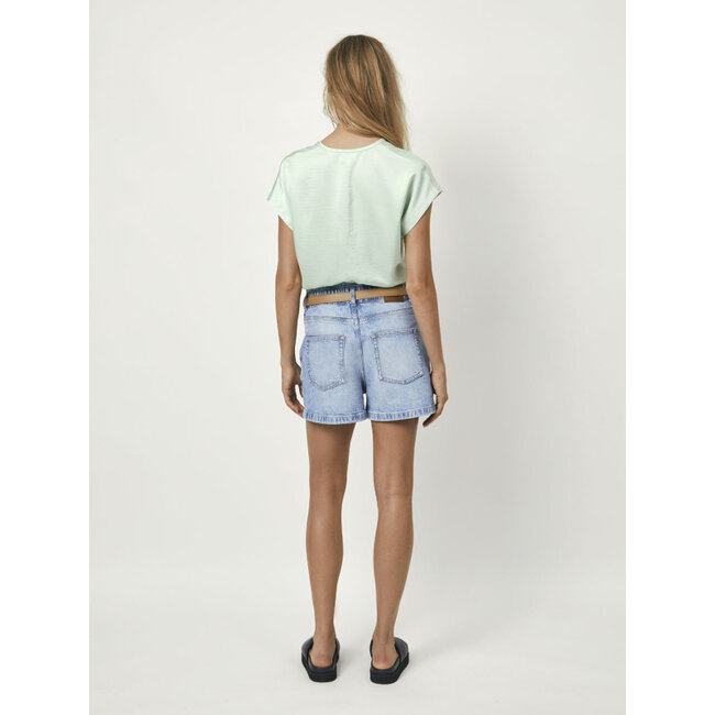 Luza Satin V-neck top Pistachio