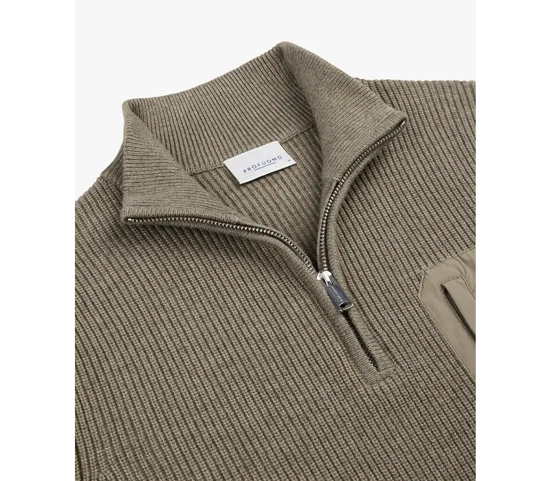 PULLOVER HEAVY HALFZIP TAUPE