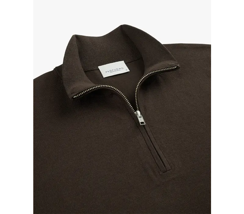 PULLOVER HALF ZIP MID BROWN